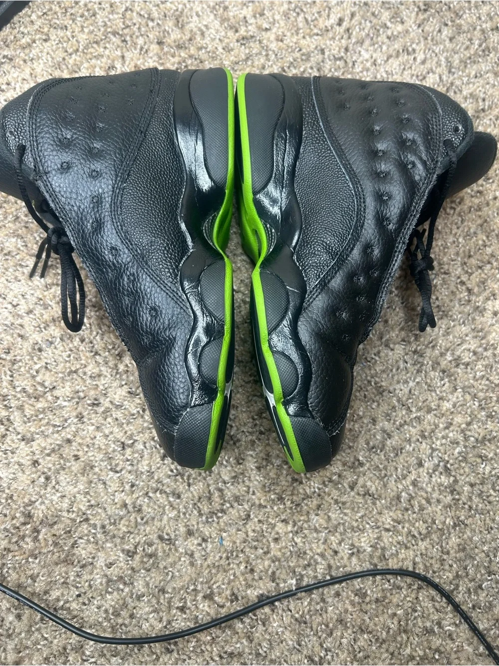 Jordan Kids Black and Green Retro Basketball Sneakers